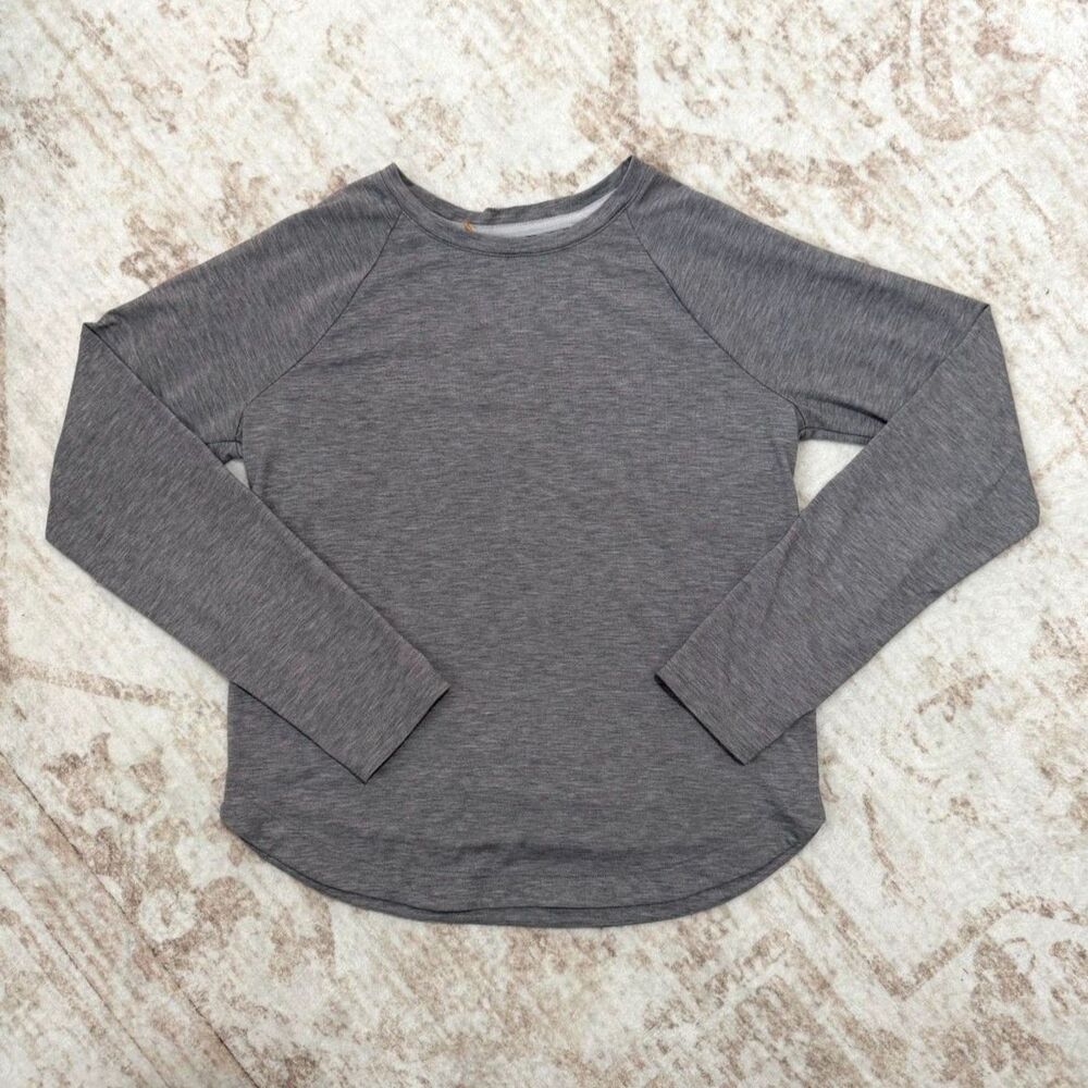 Athleta Girl Gray Comeback Long Sleeve Athletic Top Mesh Back Girls L 12